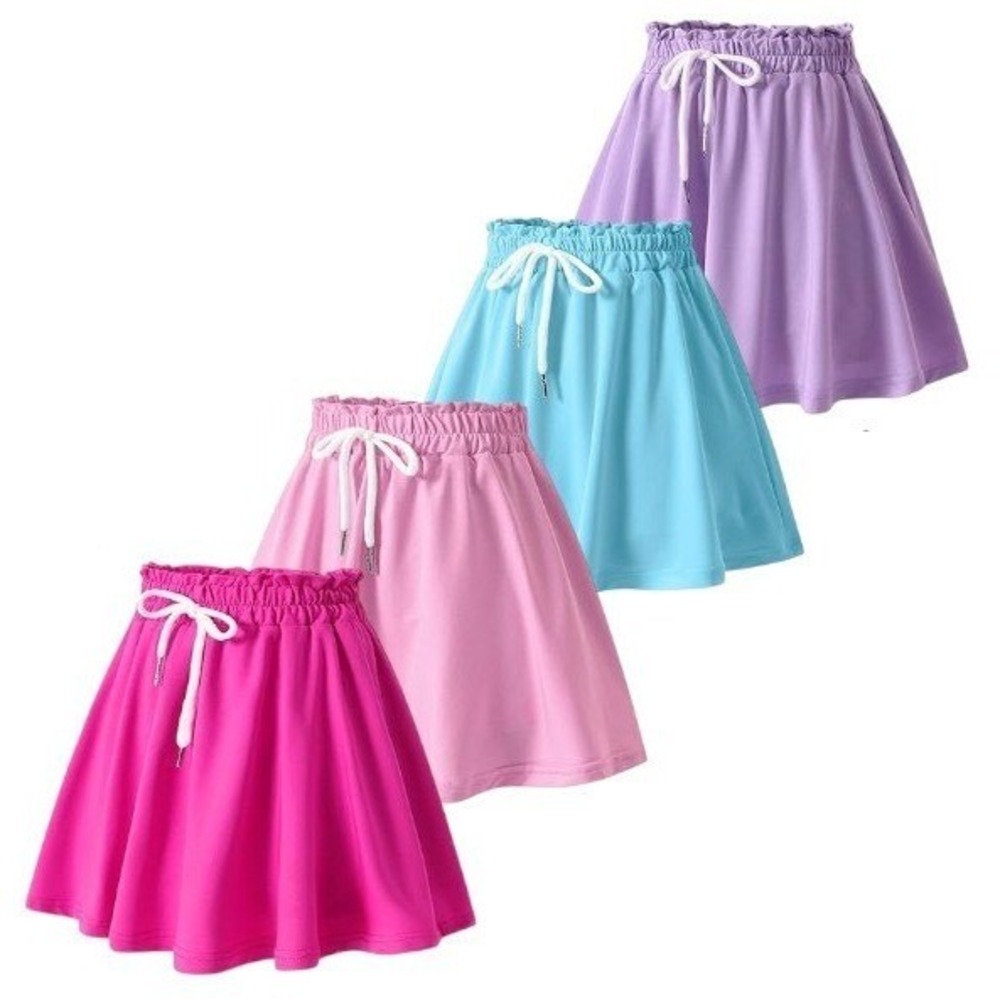 Girl's 4‎ Pack Flowy Shorts Skort Set in Pink, Blue and Purple - Size 4-5